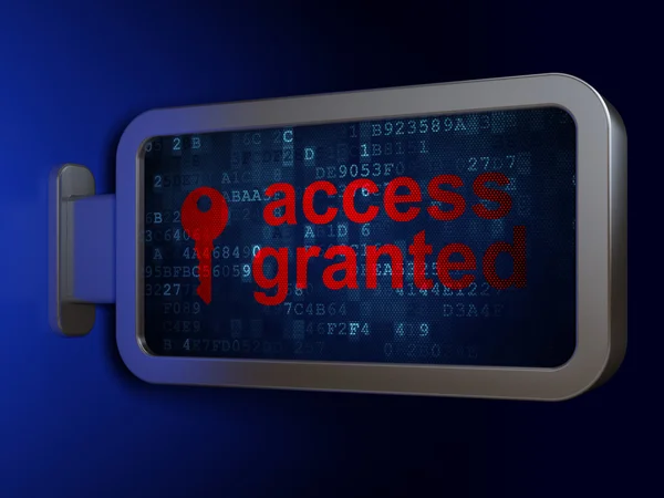 Datenschutz-Konzept: Zugang gewährt und Schlüssel auf Werbetafel Hintergrund — Stockfoto