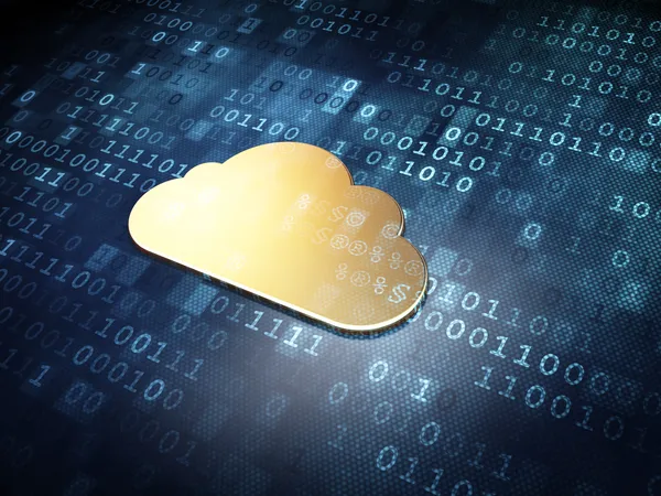 Cloud-Computing-Konzept: Goldene Wolke auf digitalem Hintergrund — Stockfoto