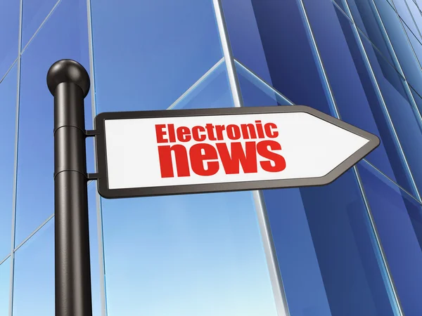 Koncepcja Aktualności: Electronic News na tle budynku — Zdjęcie stockowe