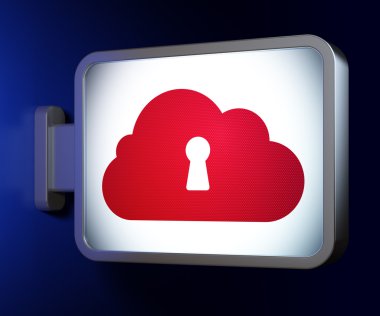 Bulut bilgi işlem kavramı: bulut Whis anahtar deliği üzerinde billboard backgro