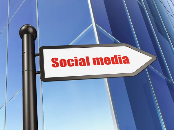 Concetto di social network: Social Media su sfondo Building — Foto Stock