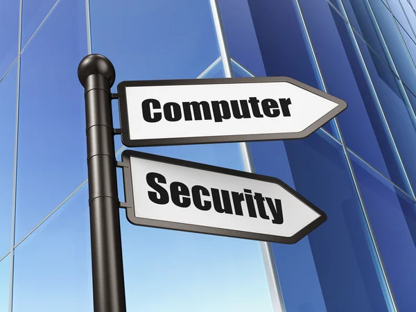 Концепция безопасности: Компьютерная безопасность на фоне здания — стоковое фото