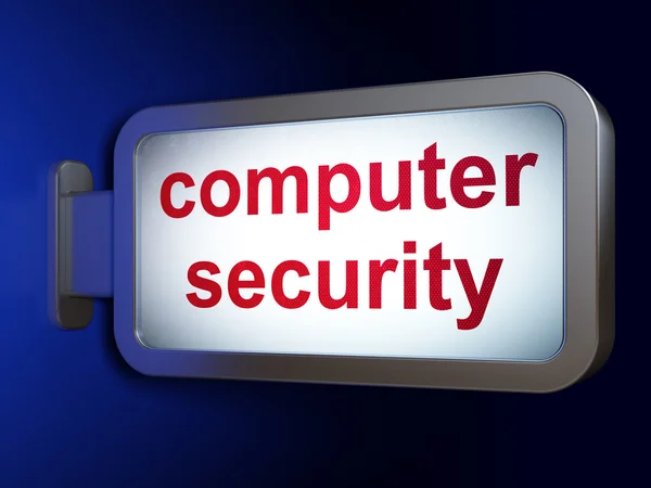 Концепция безопасности: компьютерная безопасность на фоне рекламного щита — стоковое фото