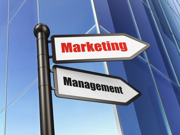 Marketing-Konzept: Marketing-Management vor dem Hintergrund des Gebäudes — Stockfoto