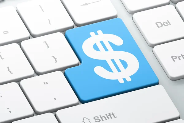 Concept van de munt: Dollar op computer toetsenbord achtergrond — Stockfoto