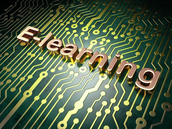 Education concept: E-learning on circuit board background — Stock Photo, Image