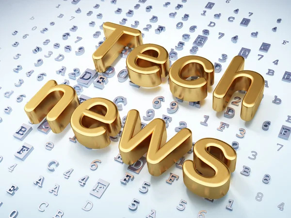 Conceito de notícias: Golden Tech News em fundo digital — Fotografia de Stock