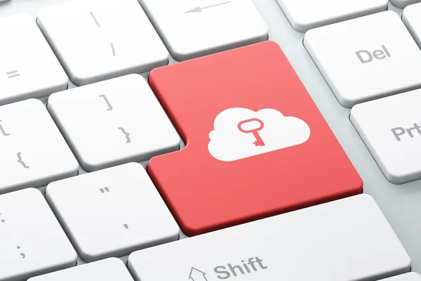 Wolk technologie concept: Cloud Whis Key op computer toetsenbord ba — Stockfoto