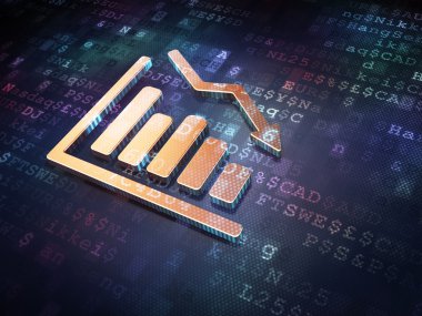 Haber kavramı: altın düşüş grafik dijital arka plan üzerinde