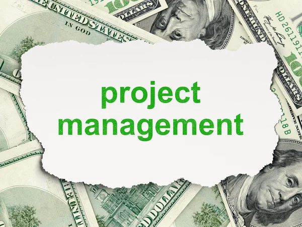 İş kavramı: Proje Yönetimi para arka plan üzerinde — Stok fotoğraf