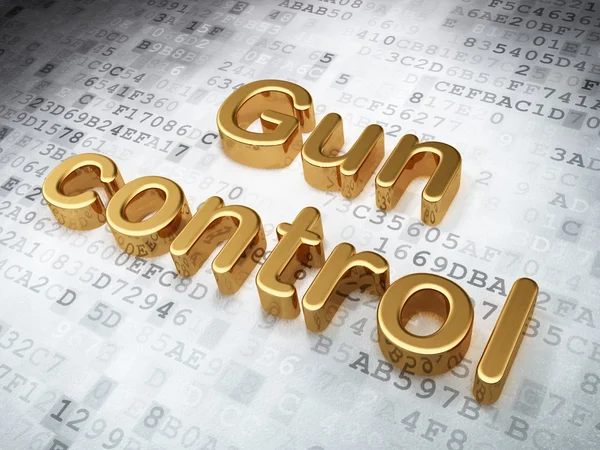 Datenschutzkonzept: Golden Gun Control auf digitalem Hintergrund — Stockfoto