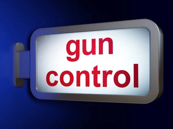 Concetto di sicurezza: controllo pistola su sfondo cartellone — Foto Stock