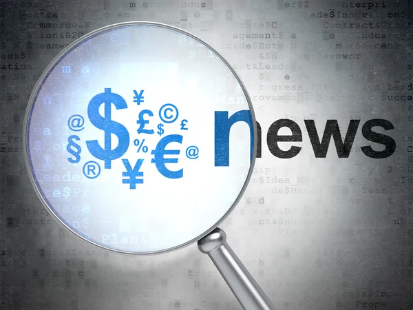 News concept: Simbolo Finanza e News con vetro ottico — Foto Stock