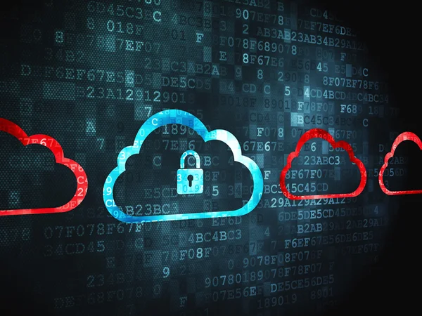 Cloud computing koncepcja: chmura z kłódką na cyfrowy deseń — Zdjęcie stockowe