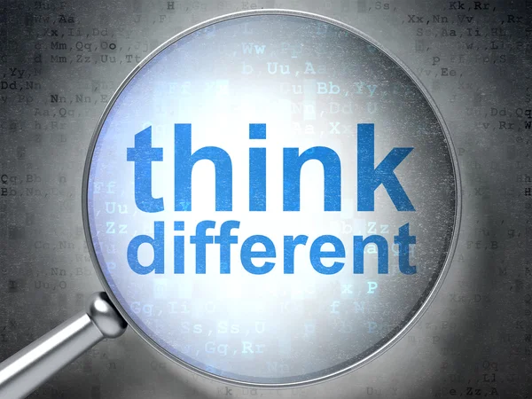 Onderwijs concept: Think Different with optisch glas — Stockfoto