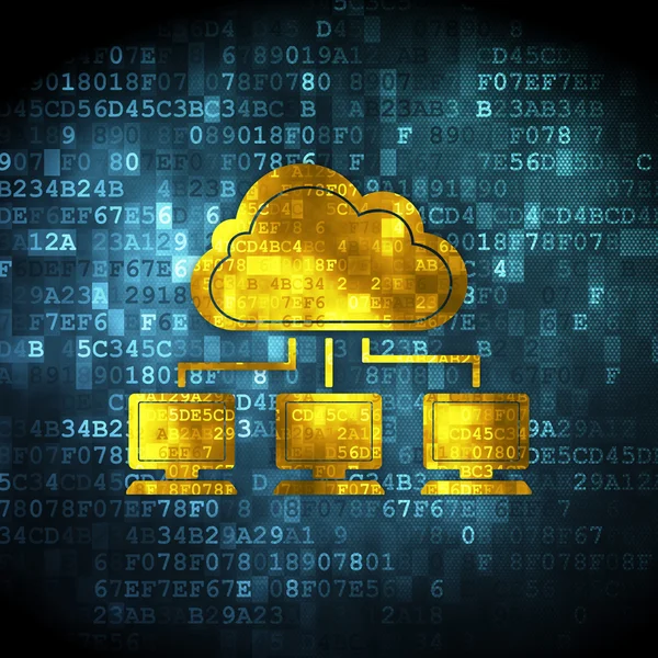 Cloud-Technologie-Konzept: Cloud-Netzwerk auf digitalem Hintergrund — Stockfoto