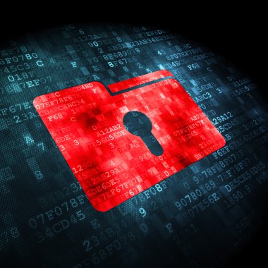 İş kavramı: klasör ile Keyhole dijital arka plan üzerinde