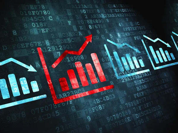 Conceptul de finanțare a securității: Graficul pe fundal digital — Fotografie, imagine de stoc