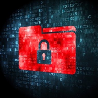 Ekonomi kavramı: klasör ile kilidi dijital arka plan üzerinde