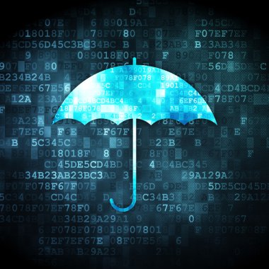 Güvenlik kavramı: dijital arka plan üzerinde şemsiye