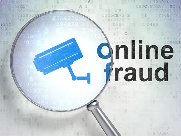 Safety concept: Cctv Camera and Online Fraud with optical glass — Stock Photo, Image