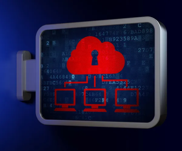 Veiligheidsconcept: Cloud netwerk op billboard achtergrond — Stockfoto