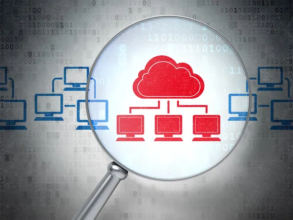 Concepto de tecnología de nube: tecnología de nube con vidrio óptico —  Fotos de Stock