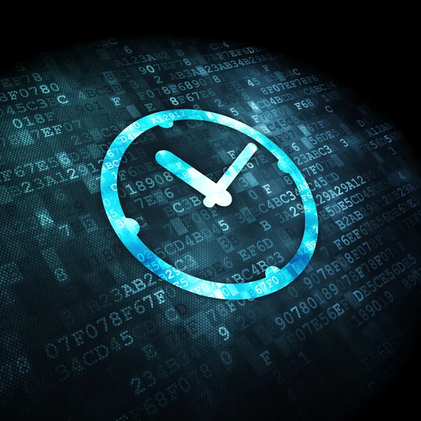 Concepto de línea de tiempo: Reloj sobre fondo digital —  Fotos de Stock