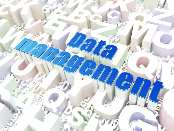 Concepto de datos: Gestión de datos en el fondo del alfabeto —  Fotos de Stock