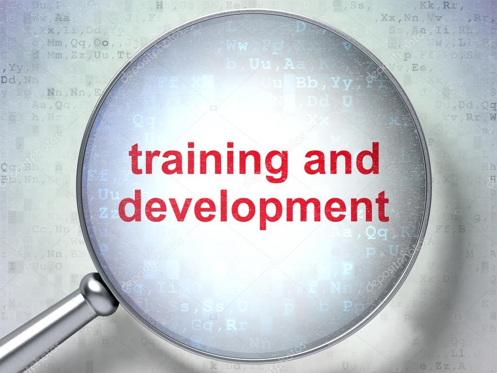 Education concept: Training and Development with optical glass