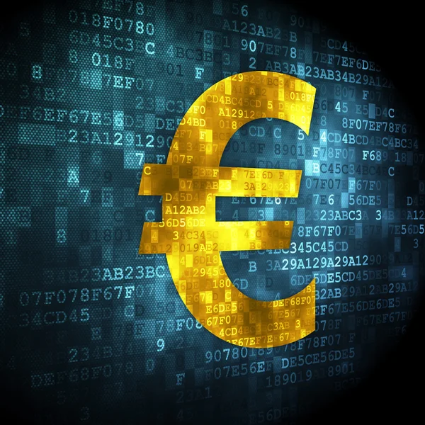 Conceito de moeda: Euro sobre fundo digital — Fotografia de Stock