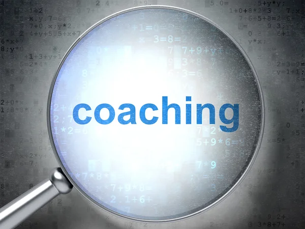 Concepto educativo: Coaching con vidrio óptico — Foto de Stock