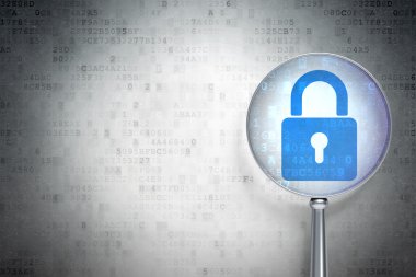 Güvenlik kavramı: Dijital üzerine optik cam ile kapalı asma kilit