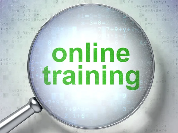 Education concept: Online Training with optical glass — Stock Photo, Image