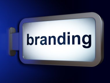 Reklam kavramı: billboard arka plan üzerinde marka