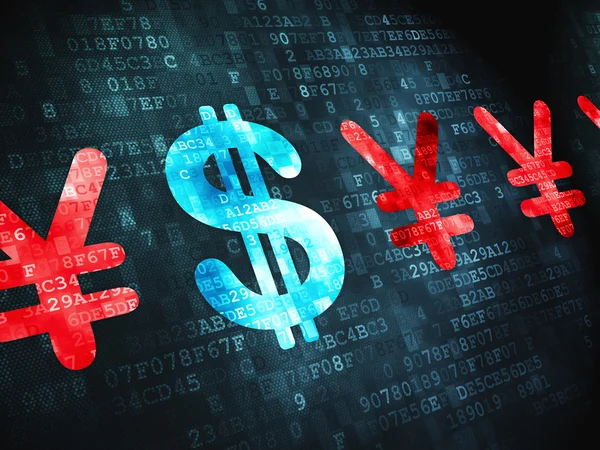 Currency concept: Dollar And Yen on digital background — Stock Photo, Image