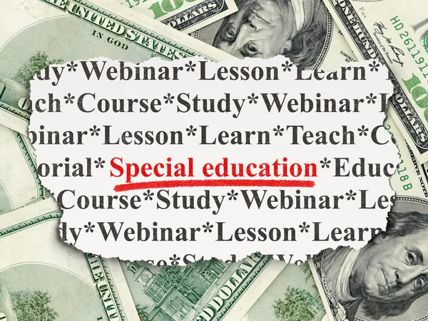 Concetto di istruzione: educazione speciale sul denaro — Foto Stock
