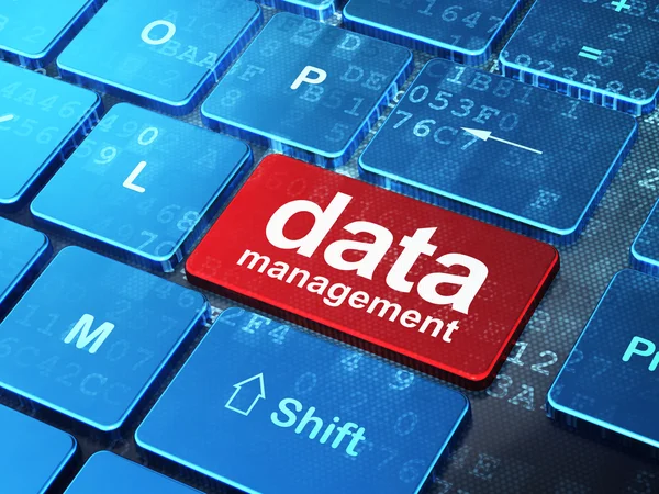 Informatie concept: datamanagement op computer toetsenbord backgr — Stockfoto