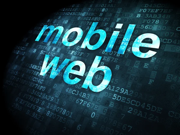 SEO web ontwikkelingsconcept: Mobiel Web op digitale achtergrond — Stockfoto