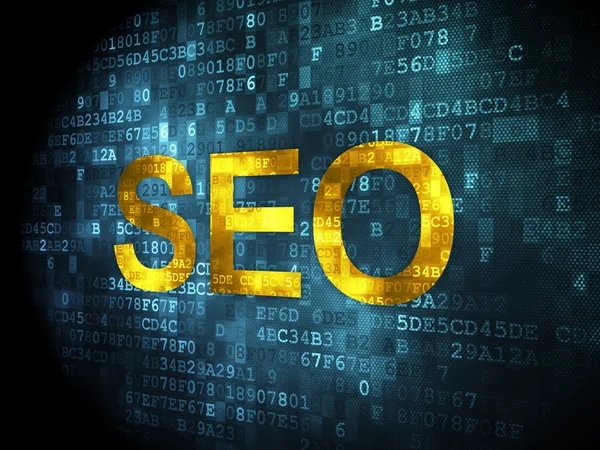 Έννοια της ανάπτυξης web SEO: Seo σε ψηφιακό φόντο — Φωτογραφία Αρχείου