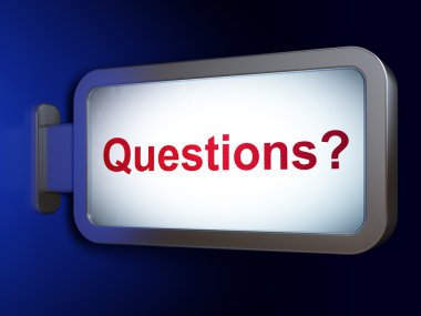 Eğitim kavramı: soru? Billboard arka plan üzerinde