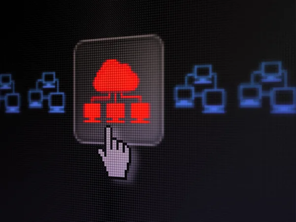 Conceito de rede: Tecnologia de nuvem na tela do computador digital — Fotografia de Stock