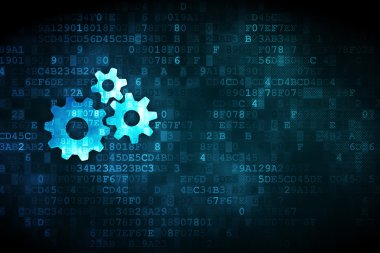 Ekonomi kavramı: Gears dijital arka plan üzerinde