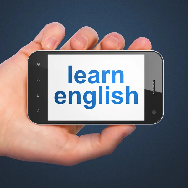 Education concept: Learn English on smartphone — Stock Photo, Image