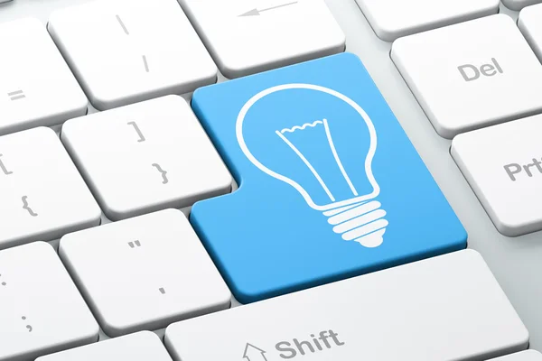 Finance koncept: lampa på dator tangentbord bakgrund — Stockfoto