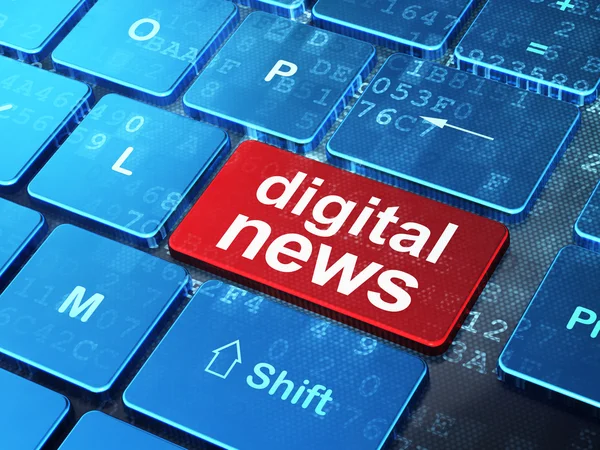 Nieuws begrip: digitale nieuws op computer toetsenbord achtergrond — Stockfoto