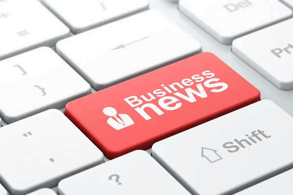 Concepto de noticias: Business Man y Business News en el teclado del ordenador — Foto de Stock