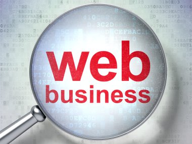 SEO web design concept: Web Business with optical glass
