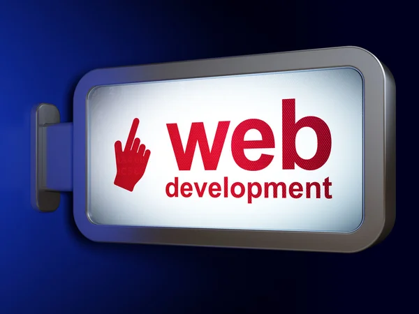 Conceito de desenvolvimento Web: Desenvolvimento Web e cursor de mouse no bil — Fotografia de Stock