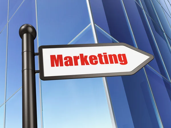 Marketingkonzept: Marketing vor dem Hintergrund des Gebäudes — Stockfoto